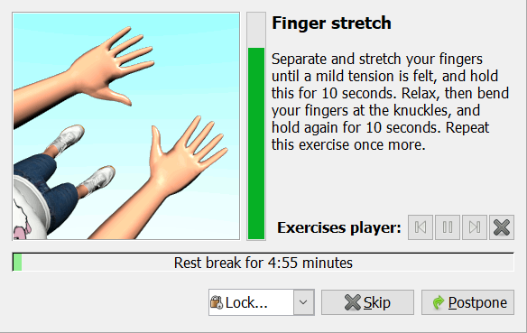 Exercise dialog